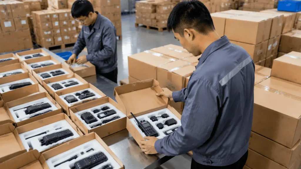 Export packaging for bulk walkie talkie orders