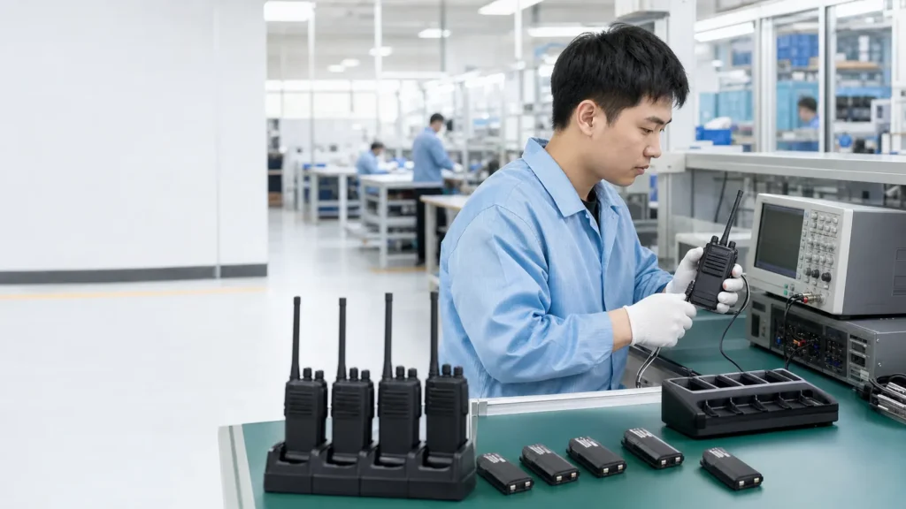 Two way radio quality control inspection before shipment